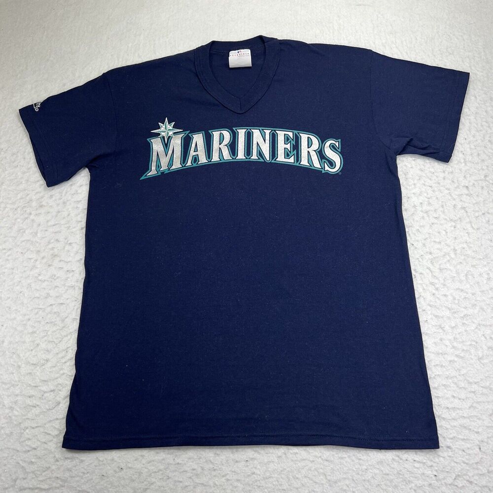 Majestic MLB Seattle Mariners Youth Girls XL Short Sleeve V-Neck Graphic T Shirt